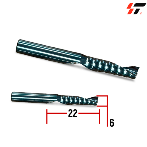 Фреза 1-х заходная 6*22 (стружка вверх)